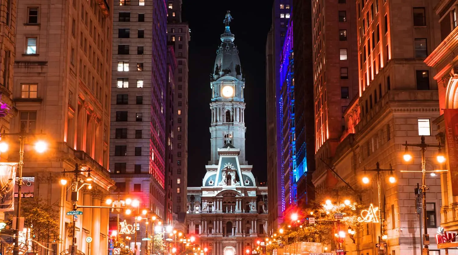 Image of Philadelphia at night