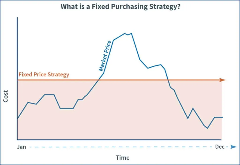 Graph that explains what a fixed energy purchasing strategy is