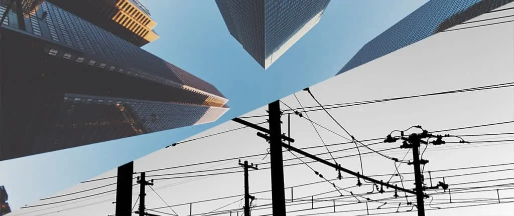Image of utility lines and buildings